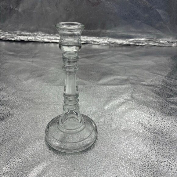 Vintage Candlestick Holders Clear Glass 8” Set Of 2 Romantic Date Night Wedding - Picture 11 of 13
